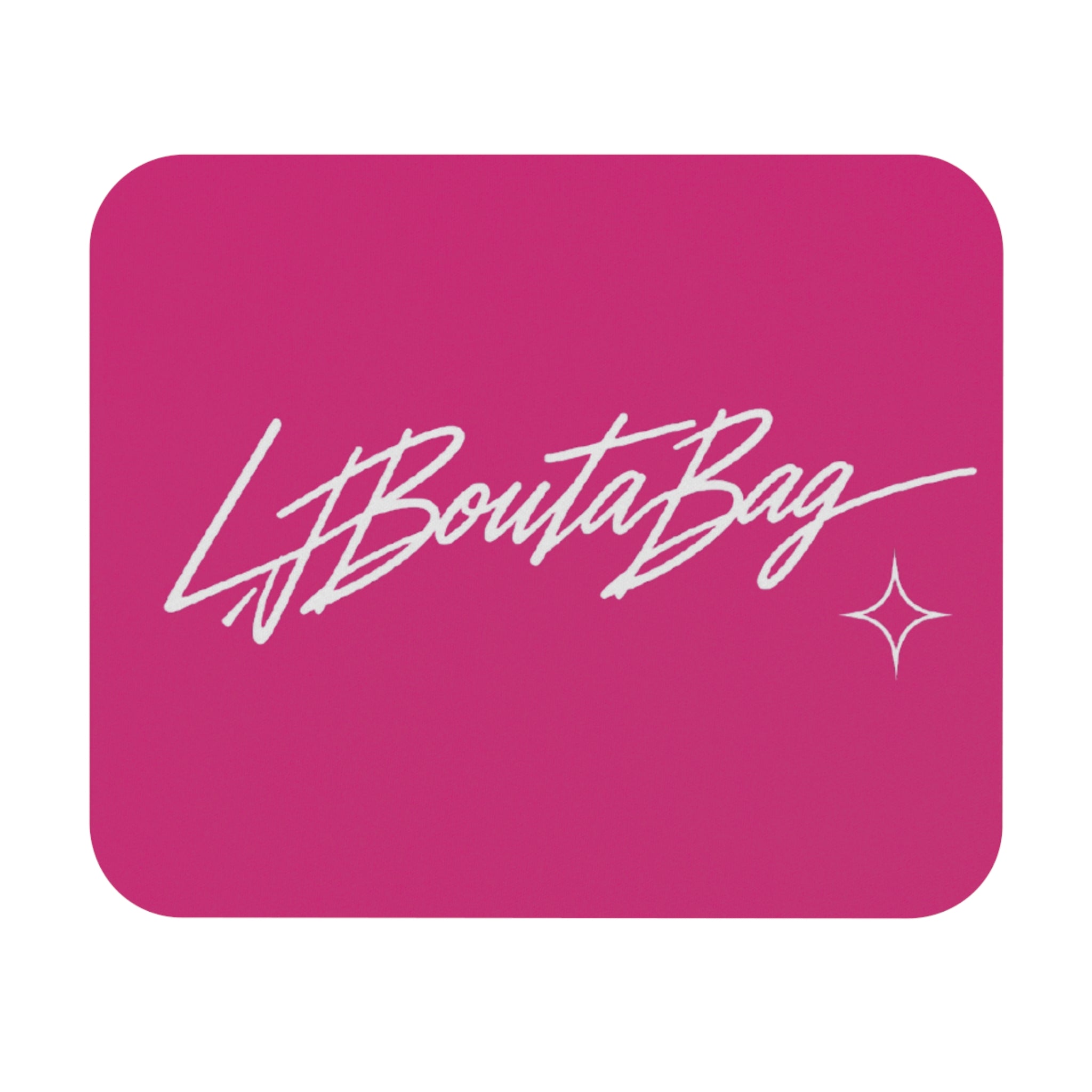LJBoutaBag Cursive Print Mousepad (Pink)