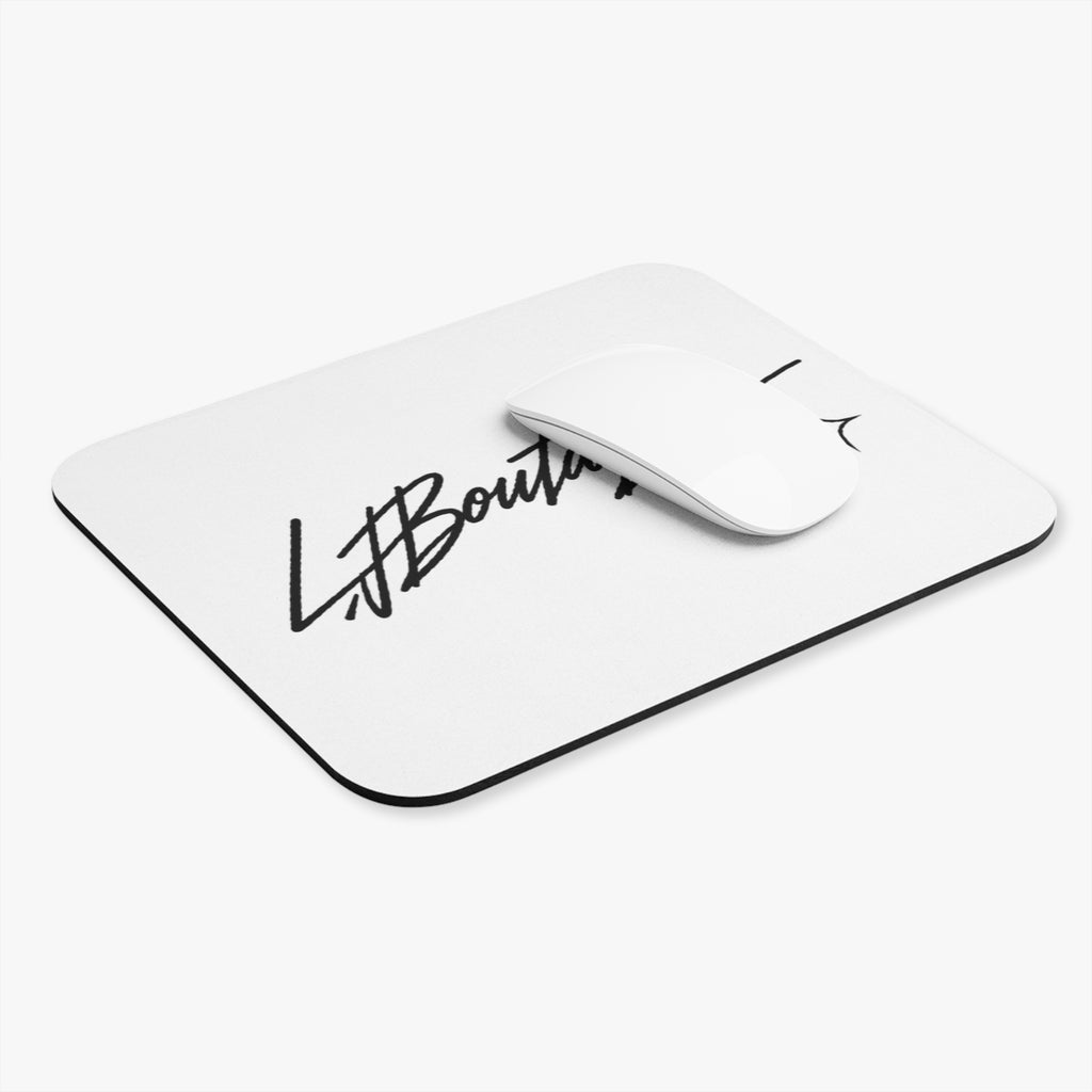 LJBoutaBag Cursive Print Mousepad (White)