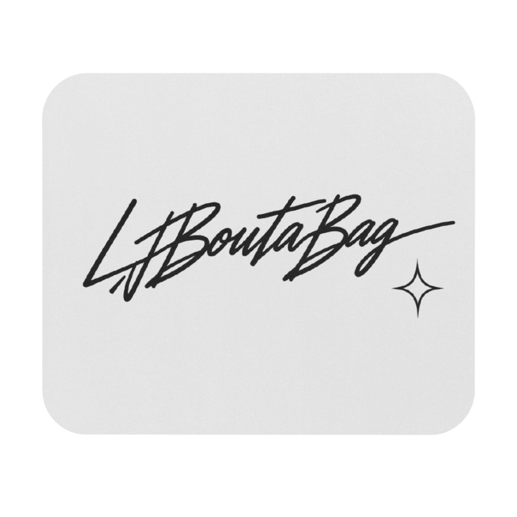 LJBoutaBag Cursive Print Mousepad (White)